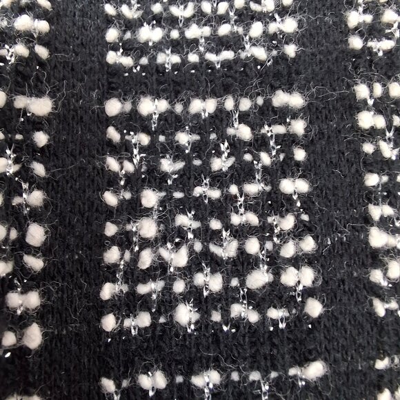 Womans Zara Basic Black & Beige Checker Long Open Cardigan Duster With Fringe - Picture 12 of 14